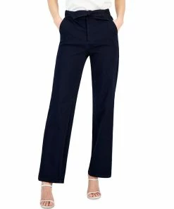 Anne Klein Women's High-Rise Tie-Front Denim Pants