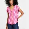 Bar III Women's Printed V-Neck Knit Top, Created For Macy's