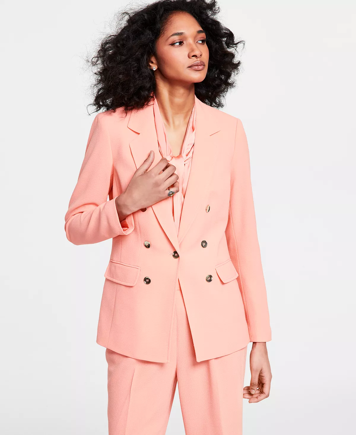 Women's Textured-Crepe Button-Front Blazer, Created For Macy's Bar III Women's Textured-Crepe Button-Front Blazer, Created For Macy's -CeCe cloth-shop