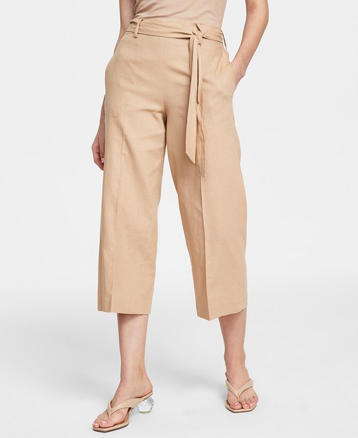 Women's Linen-Blend Tie-Waist Pants, Created For Macy's Bar III Women's Linen-Blend Tie-Waist Pants, Created For Macy's -CeCe cloth-shop