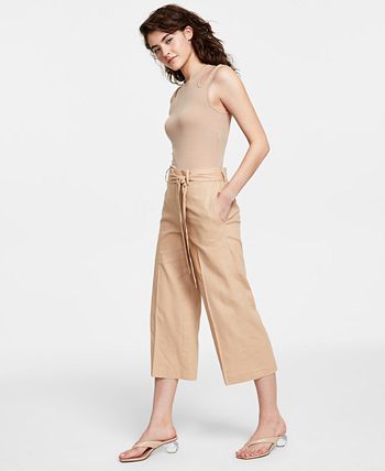 Women's Linen-Blend Tie-Waist Pants, Created For Macy's Bar III Women's Linen-Blend Tie-Waist Pants, Created For Macy's -CeCe cloth-shop