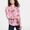 Bar III Women's Swirl Print Button Down Blouse, Created For Macy's