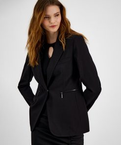 Bar III Women's Snap-Button Zip-Pocket Blazer, Created For Macy's 3 Bar III Women's Snap-Button Zip-Pocket Blazer, Created For Macy's -CeCe cloth-shop 23628648 fpx