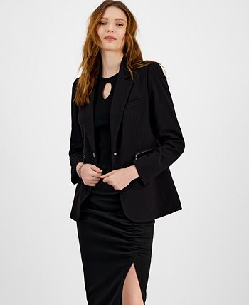 Women's Snap-Button Zip-Pocket Blazer, Created For Macy's Bar III Women's Snap-Button Zip-Pocket Blazer, Created For Macy's -CeCe cloth-shop