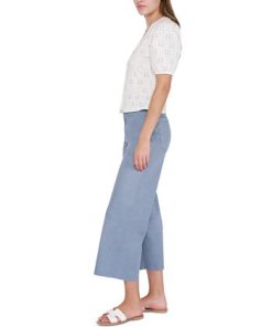 Black Tape Women's Puff-Sleeve V-Neck Button-Down Eyelet Top -CeCe cloth-shop 23629001 fpx