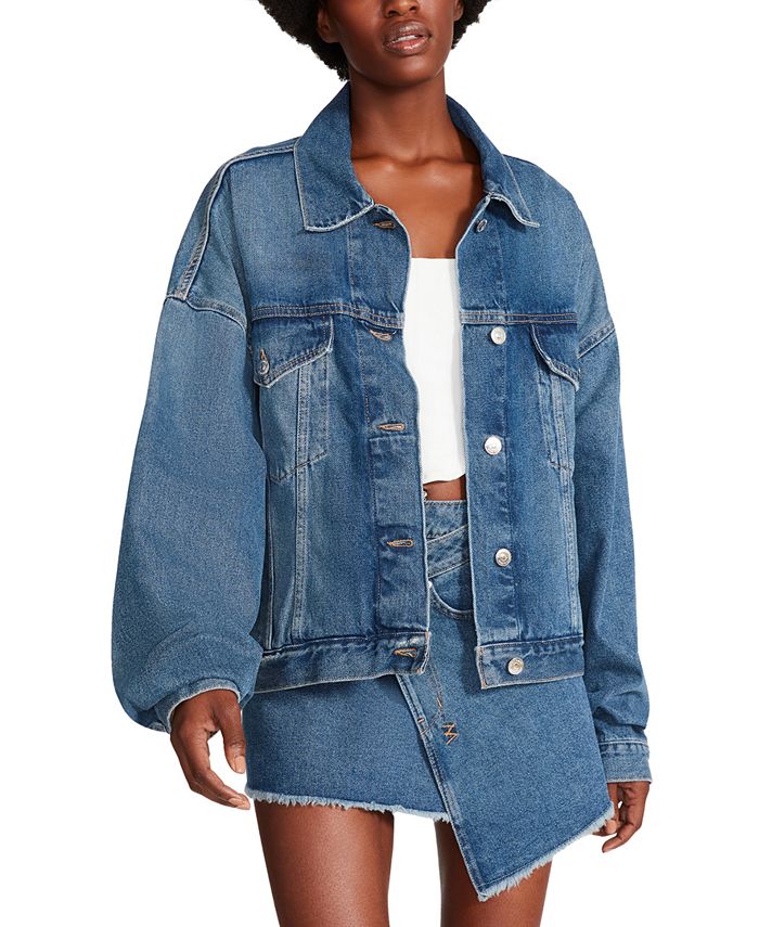 Women's Sienna Oversized Denim Trucker Jacket Steve Madden Women's Sienna Oversized Denim Trucker Jacket -CeCe cloth-shop