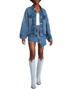 Steve Madden Women's Sienna Oversized Denim Trucker Jacket 2 Steve Madden Women's Sienna Oversized Denim Trucker Jacket -CeCe cloth-shop 23642002 fpx