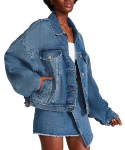 Steve Madden Women's Sienna Oversized Denim Trucker Jacket 3 Steve Madden Women's Sienna Oversized Denim Trucker Jacket -CeCe cloth-shop 23642003 fpx