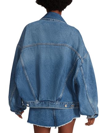 Women's Sienna Oversized Denim Trucker Jacket Steve Madden Women's Sienna Oversized Denim Trucker Jacket -CeCe cloth-shop