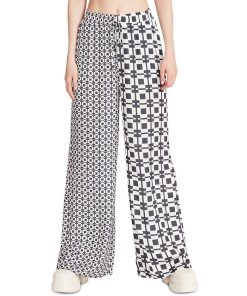 Steve Madden Women's Dorian Mixed-Print Pull-On Wide-Leg Satin Pants
