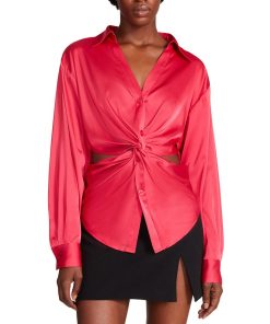 Steve Madden Women's Elle Satin Cutout Twist-Front Blouse