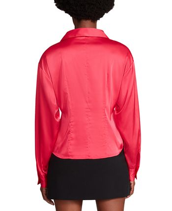 Women's Elle Satin Cutout Twist-Front Blouse Steve Madden Women's Elle Satin Cutout Twist-Front Blouse -CeCe cloth-shop
