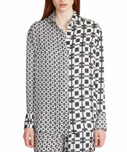 Steve Madden Women's Delancey Mixed-Print Satin Top