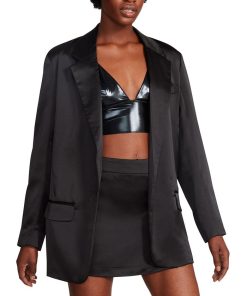 Steve Madden Women's Smooth Talk Satin Boyfriend Blazer
