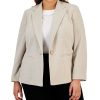 Kasper Plus Size Notch-Lapel Button-Front Long-Sleeve Blazer