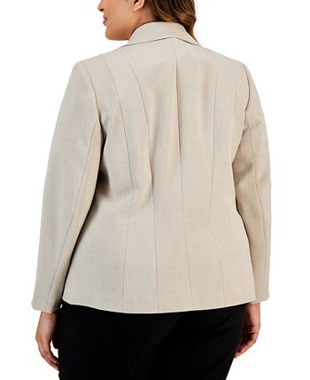 Plus Size Notch-Lapel Button-Front Long-Sleeve Blazer Kasper Plus Size Notch-Lapel Button-Front Long-Sleeve Blazer -CeCe cloth-shop