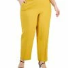 Kasper Plus Size Mid-Rise Straight-Leg Slit-Hem Pants