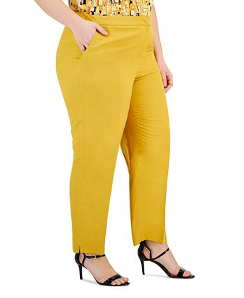 Kasper Plus Size Mid-Rise Straight-Leg Slit-Hem Pants 3 Kasper Plus Size Mid-Rise Straight-Leg Slit-Hem Pants - Image 3