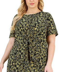 Kasper Plus Size Short-Sleeve Knit Tie-Front Top