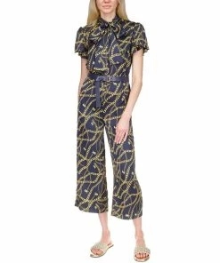 Michael Kors Women's Chain-Print Chain Bow Jumpsuit