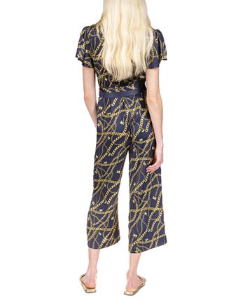 Women's Chain-Print Chain Bow Jumpsuit Michael Kors Women's Chain-Print Chain Bow Jumpsuit -CeCe cloth-shop