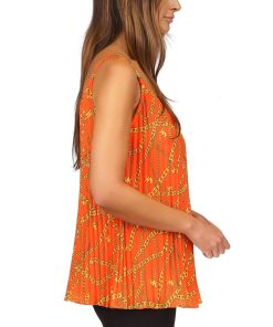 Michael Kors Women's Chain-Print Pleated Tank Top -CeCe cloth-shop 23650946 fpx