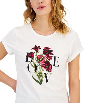 Women's Love Rolled-Cuff Graphic T-Shirt, Created For Macy's INC International Concepts Women's Love Rolled-Cuff Graphic T-Shirt, Created For Macy's -CeCe cloth-shop
