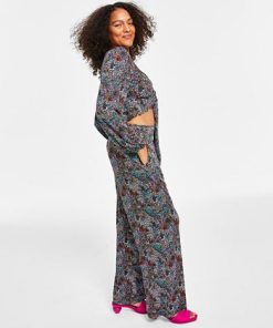 Bar III Women's Printed Wide-Leg Pants, Created For Macy's -CeCe cloth-shop 23672934 fpx