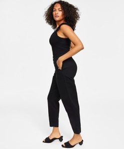 Bar III Women's Button Fly High Rise Tapered Pants, Created For Macy's 2 Bar III Women's Button Fly High Rise Tapered Pants, Created For Macy's -CeCe cloth-shop 23673420 fpx