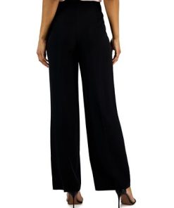 Anne Klein Women's Crepe De Chine High-Rise Wide-Leg Pants With Pleats 2 Anne Klein Women's Crepe De Chine High-Rise Wide-Leg Pants With Pleats -CeCe cloth-shop 23676816 fpx