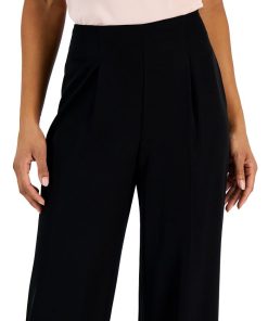 Anne Klein Women's Crepe De Chine High-Rise Wide-Leg Pants With Pleats 4 Anne Klein Women's Crepe De Chine High-Rise Wide-Leg Pants With Pleats -CeCe cloth-shop 23676817 fpx