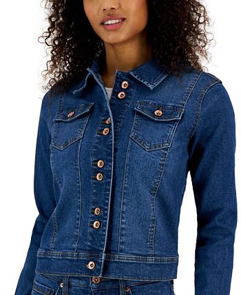Anne Klein Women's Denim Double-Button Trucker Jacket 3 Anne Klein Women's Denim Double-Button Trucker Jacket - Image 3