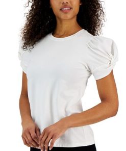 Anne Klein Women's Twisted-Cuff Puffed-Sleeve Top -CeCe cloth-shop 23677000 fpx