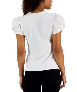Anne Klein Women's Twisted-Cuff Puffed-Sleeve Top -CeCe cloth-shop 23677001 fpx