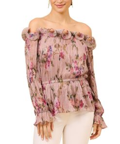 Adrianna Papell Women's Printed Ruffled Off-The-Shoulder Top