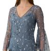 Adrianna Papell Women's V-Neck Embellished Flare-Sleeve Top