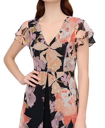 Adrianna Papell Women's Floral-Print Overlay Jumpsuit 3 Adrianna Papell Women's Floral-Print Overlay Jumpsuit - Image 3
