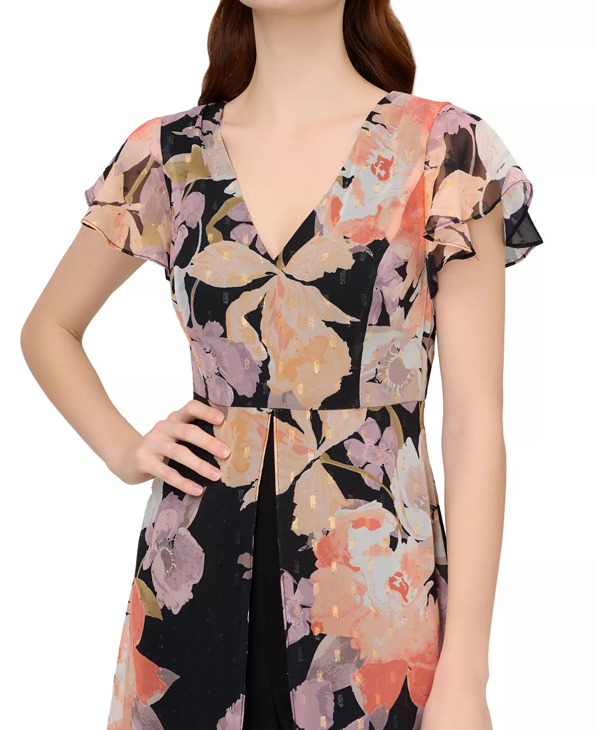 Adrianna Papell Women's Floral-Print Overlay Jumpsuit 4 Adrianna Papell Women's Floral-Print Overlay Jumpsuit - Image 4