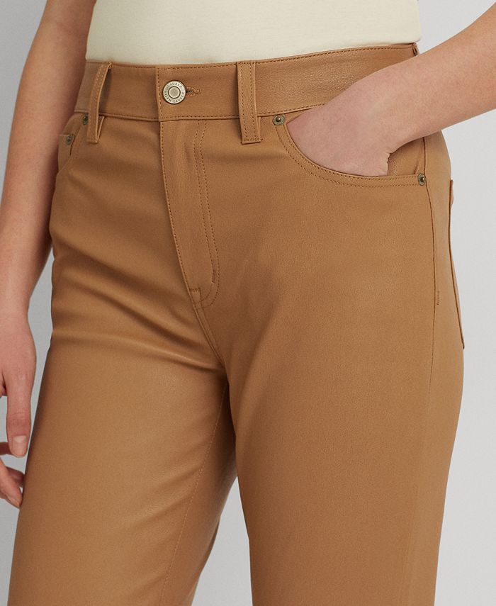 Women's Stretch Leather Skinny Ankle Pants Lauren Ralph Lauren Women's Stretch Leather Skinny Ankle Pants -CeCe cloth-shop