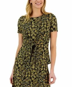 Kasper Women's Botanical-Print Twist-Front Top