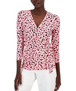 Anne Klein Women's Abstract-Print Ity 3Q Wrap Top