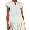 Anne Klein Women's Lace Cap-Sleeve Split-Neck Top