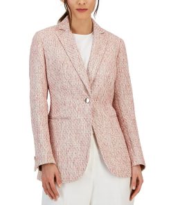 Anne Klein Women's Tweed One-Button Notched-Collar Jacket