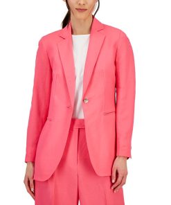 Anne Klein Women's Linen-Blend One-Button Blazer