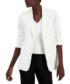 Anne Klein Women's Collection Scrunch-Sleeve Open-Front Blazer