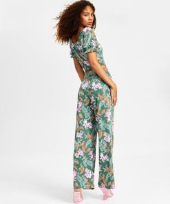 Bar III Women's Floral-Print Wide-Leg Pull-On Pants, Created For Macy's -CeCe cloth-shop 23732544 fpx