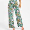 Bar III Women's Floral-Print Wide-Leg Pull-On Pants, Created For Macy's