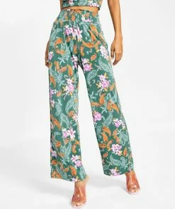 Bar III Women's Floral-Print Wide-Leg Pull-On Pants, Created For Macy's