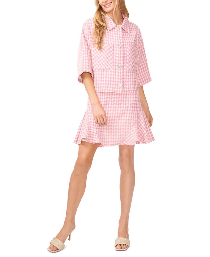 CeCe Women's Tweed Elbow-Sleeve Shirt Jacket 1 CeCe Women's Tweed Elbow-Sleeve Shirt Jacket
