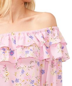 CeCe Women's Floral-Print Ruffled Off-The-Shoulder Blouse -CeCe cloth-shop 23734916 fpx